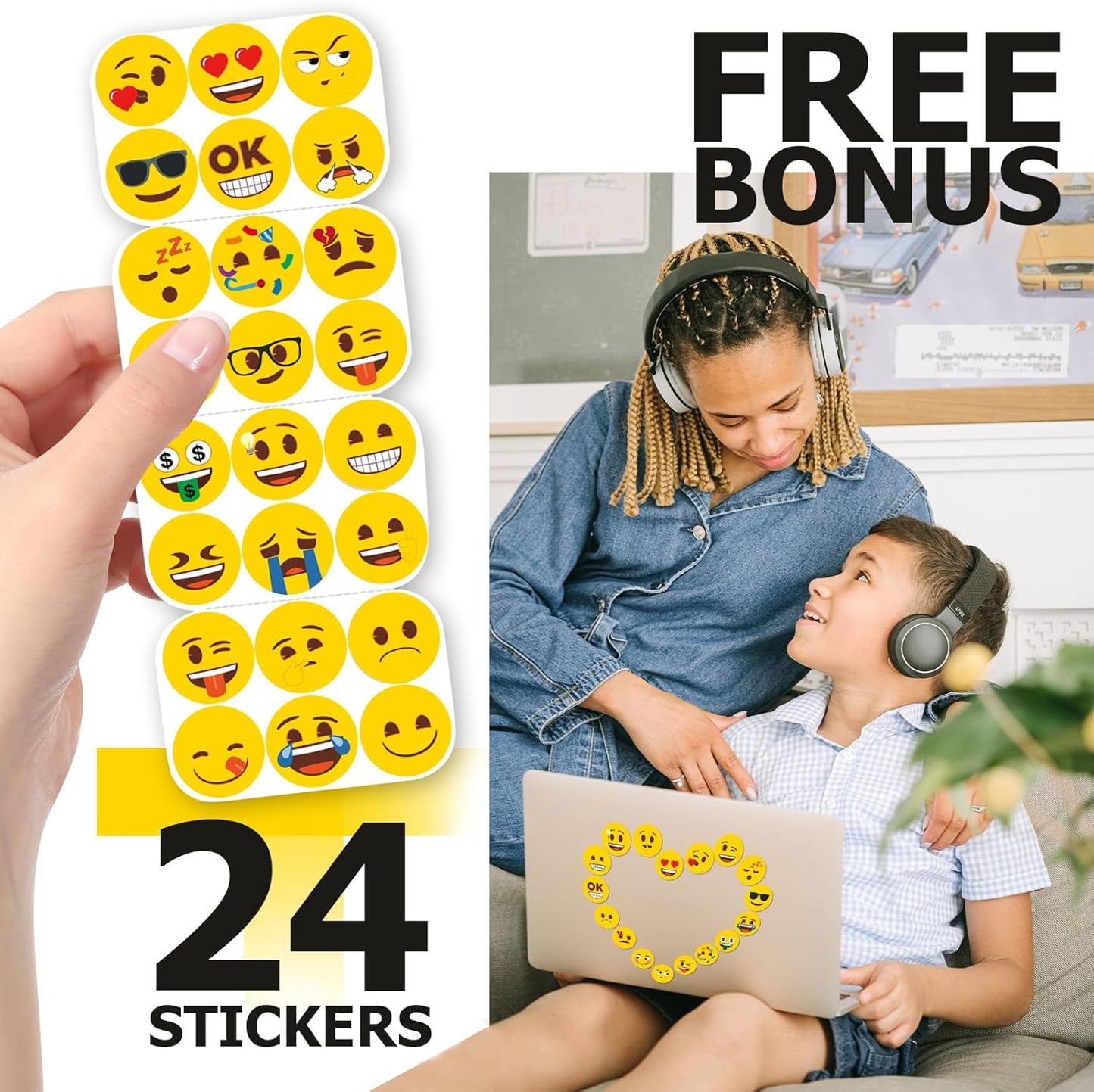 MORCART 54Pcs Emoji Refrigerator Magnets Fridge Magnets for Locker Whiteboard - Neon Magnets Funny Magnets for School Home Kitchen Office Party Gift for Family and Friend EM-025