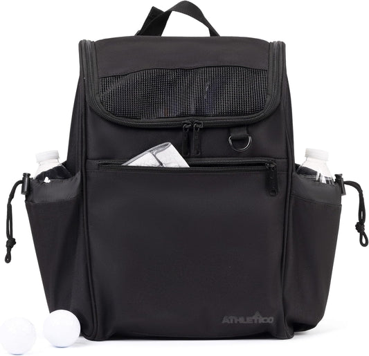 Athletico Elite Edition Golf Shoe Bag - Zippered Shoe Carrier Bags With Ventilation & Outside Pocket for Socks, Tees, etc. (Black)