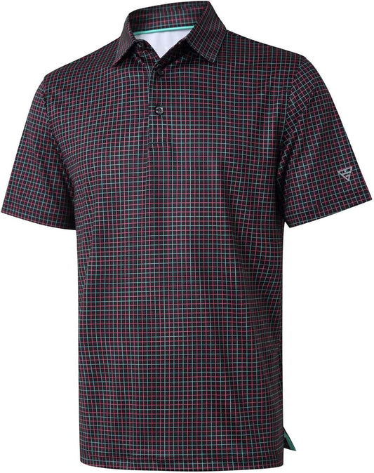 Golf Shirts for Men Dry Fit Short Sleeve Print Performance Moisture Wicking Polo Shirt