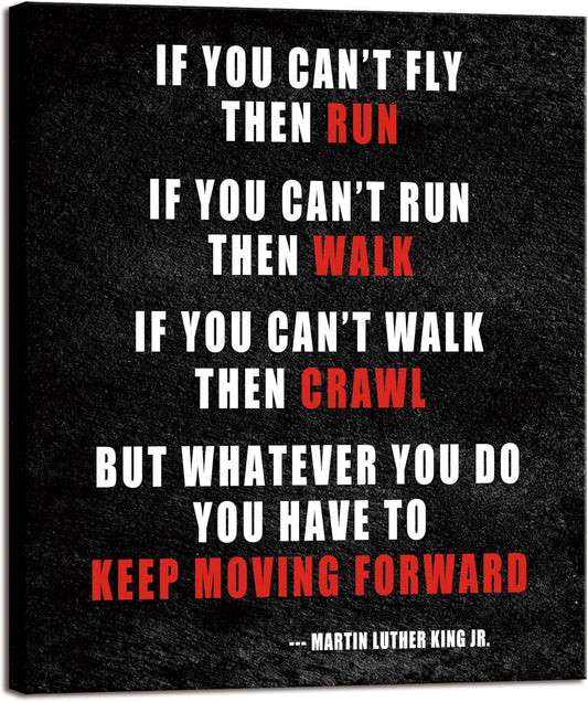 Pyradecor Keep Moving Forward Motivational Classroom Positive Quotes Inspirational Poster Canvas Prints Wall Art for Office Living Room Home Decorations