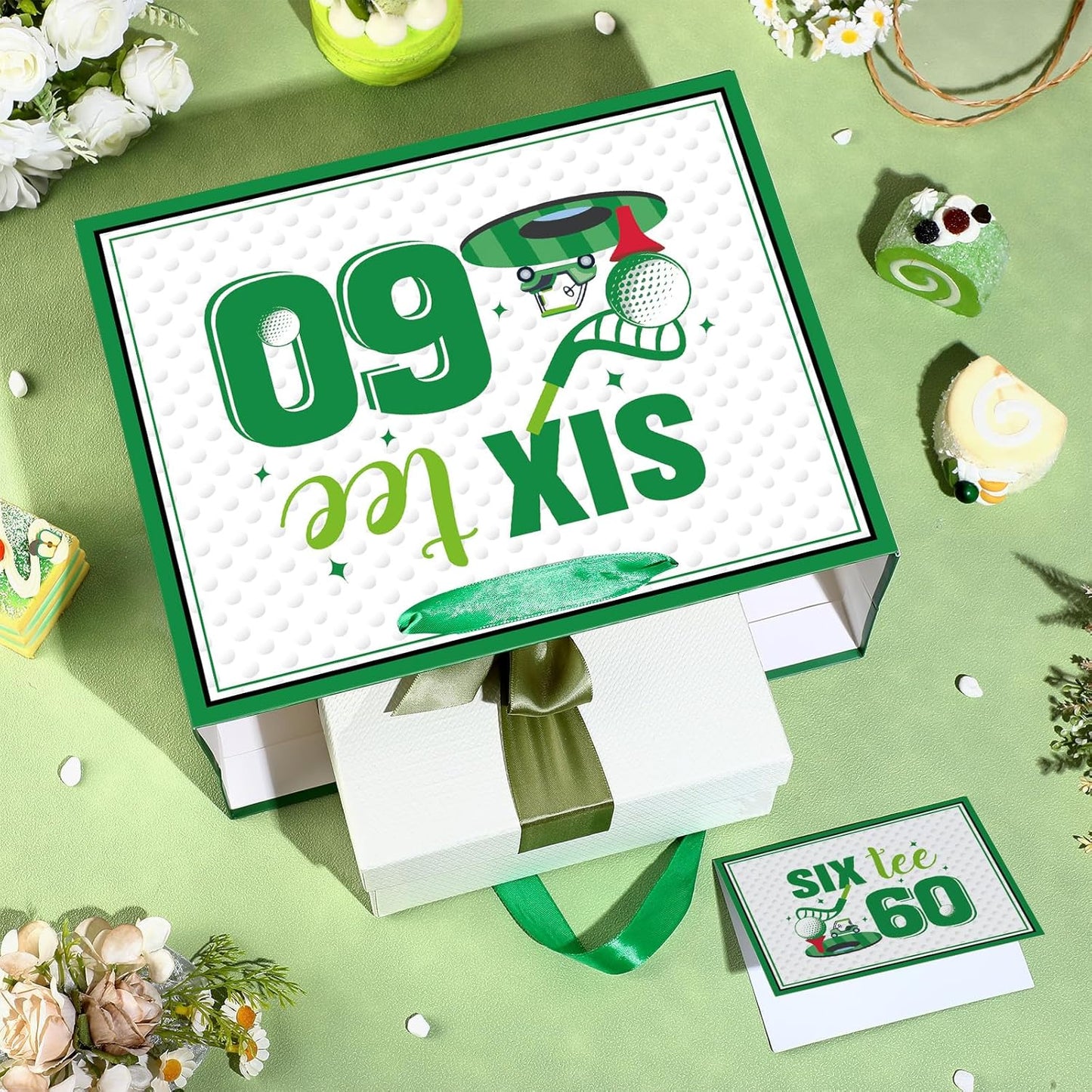 Quirkistry Golf 60th Birthday Gift Bag for Men Golf Happy Sixty Birthday Party Gifts bag with Tissue Paper Greeting Card Six-Tee Bday Gift Wrapping Bag for Sports Themed Party Decorations Supplies