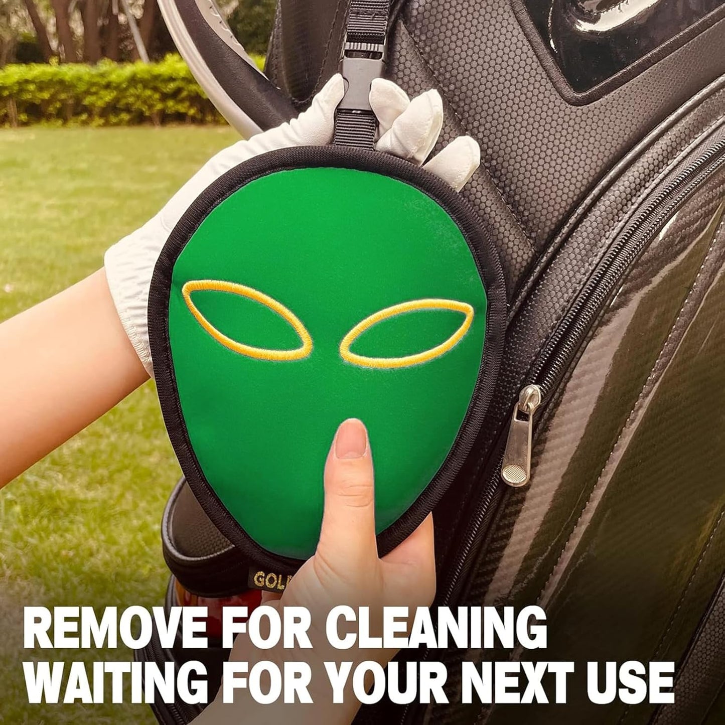 Golf Club Cleaner & Ball Cleaning Bag,Original Three-Layer Fabric Waterproof Technology,Golfer's Ultimate Green Clean Scrub Equipment Accessories,Removable Clips to Support Machine Washing