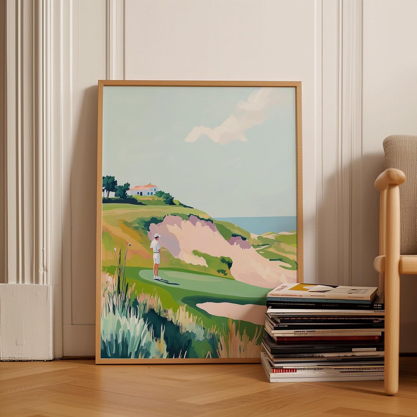 Golf Course Floral Pastel Art Print Posters - Premium Giclee Fine Art Prints - Golf Course Home Decor Posters, Golfer Art Prints for Home and Office Decor - Vintage Aesthetic, Ready to Frame