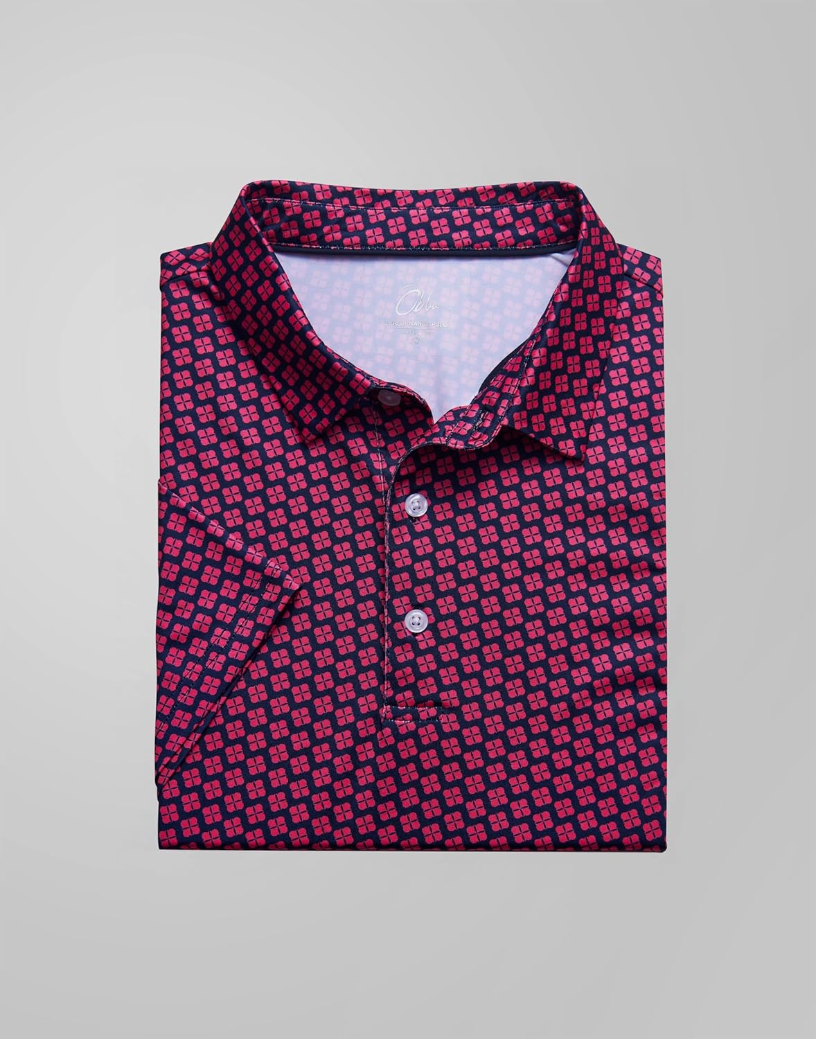 Obla Mens Golf Polo Shirts Short Sleeve Dry Fit Performance Moisture Wicking Casual Print Collared Golf Shirts for Men