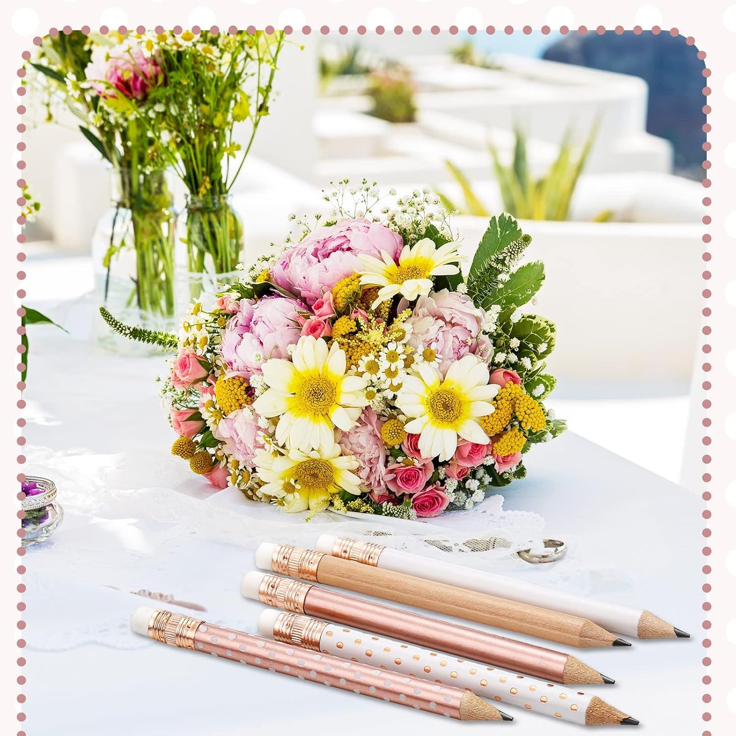 Crtiin 50 Pcs Mini Golf Pencils with Eraser Pre Sharpened 4 Inch Pocket Half Pencils for Bridal Shower Baby Shower Wedding Game School Office Supplies Party Favors Prize Gift(Mixed Color,Dot, Heart)