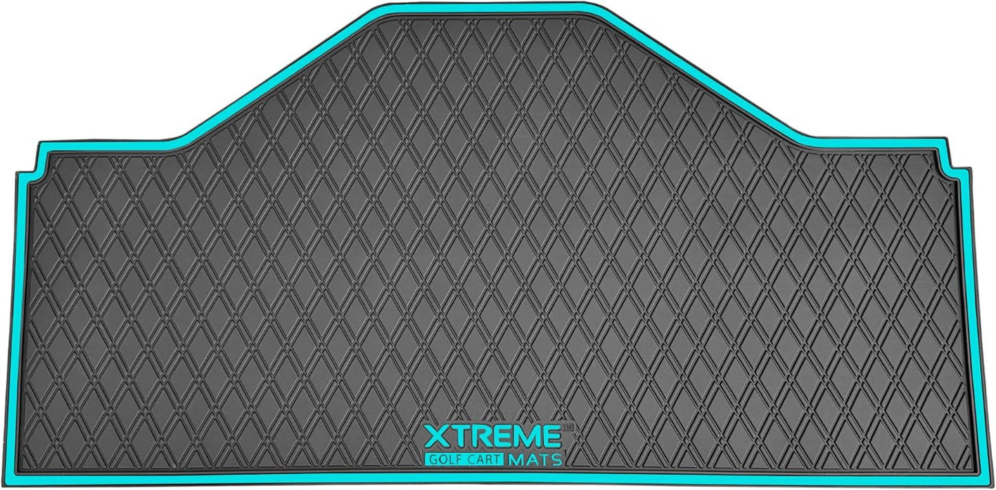 Xtreme MATS Evolution D5 Golf Cart Floor Mat Set - Rubber Double Diamond Design - Fits DMAX, GT 4 & 6, D5 2+2 Evolution Maverick and Ranger Trims (Sky Blue Trim, D5 Front Row Only)