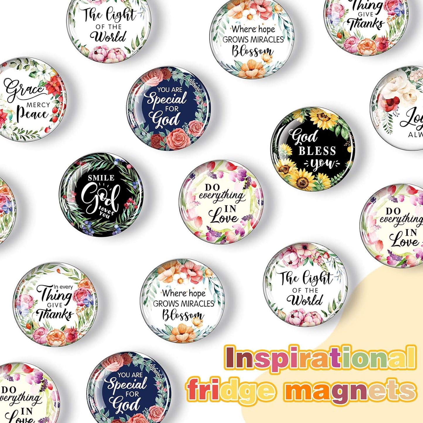 Weewooday 10 Pcs Inspirational Magnets for Refrigerator Fridge Decor Accessories Motivational Glass Quote Fun Magnet for Cabinet Whiteboard Kitchen Office Christmas Gifts(Inspirational Pattern)