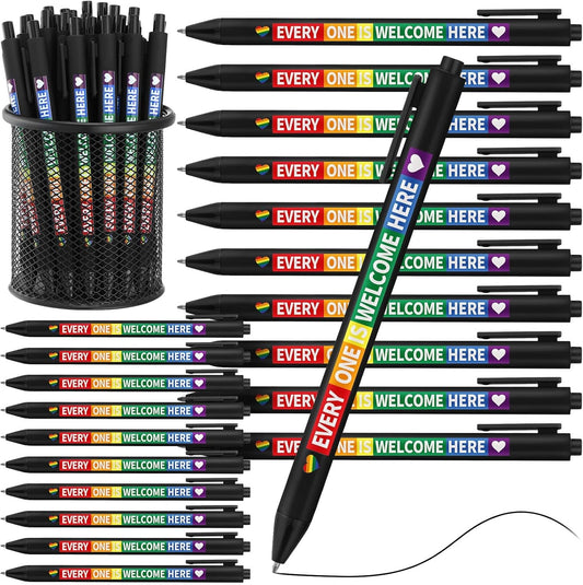 48 Pcs Pride Ballpoint Pen Month Lgbtq Rainbow Party Favors Black Ink Retractable Ballpoint Pens for Gay Lesbian Gifts Gay Party Supplies Favors Accessories in Bulk