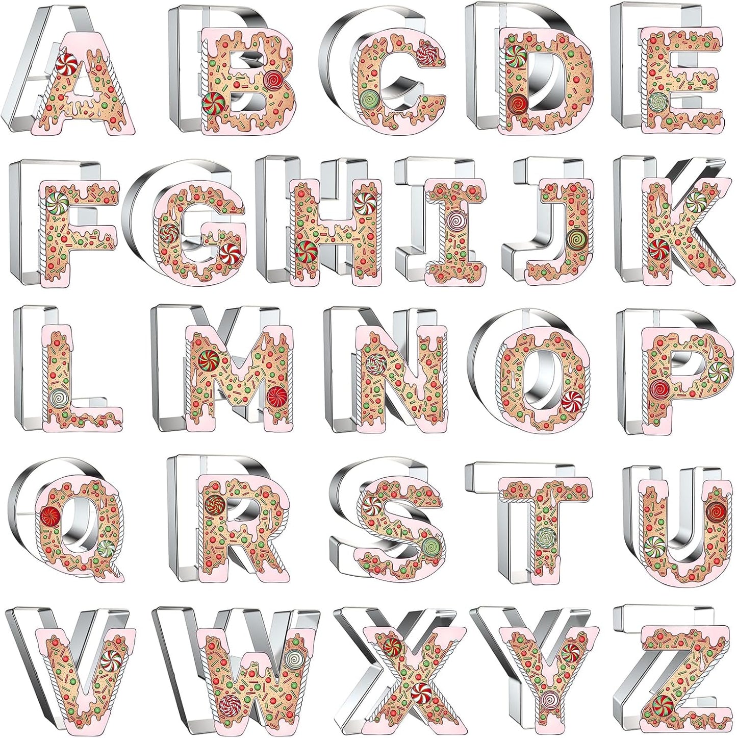 4 Inch Alphabet Letter Cookie Cutter Set - 26 Pcs Extra Large Xzhloym Cookie Cutters Shapes Biscuit Fondant Baking Molds for Christmas New Year Birthday Holiday Party Decorations - Stainless Steel