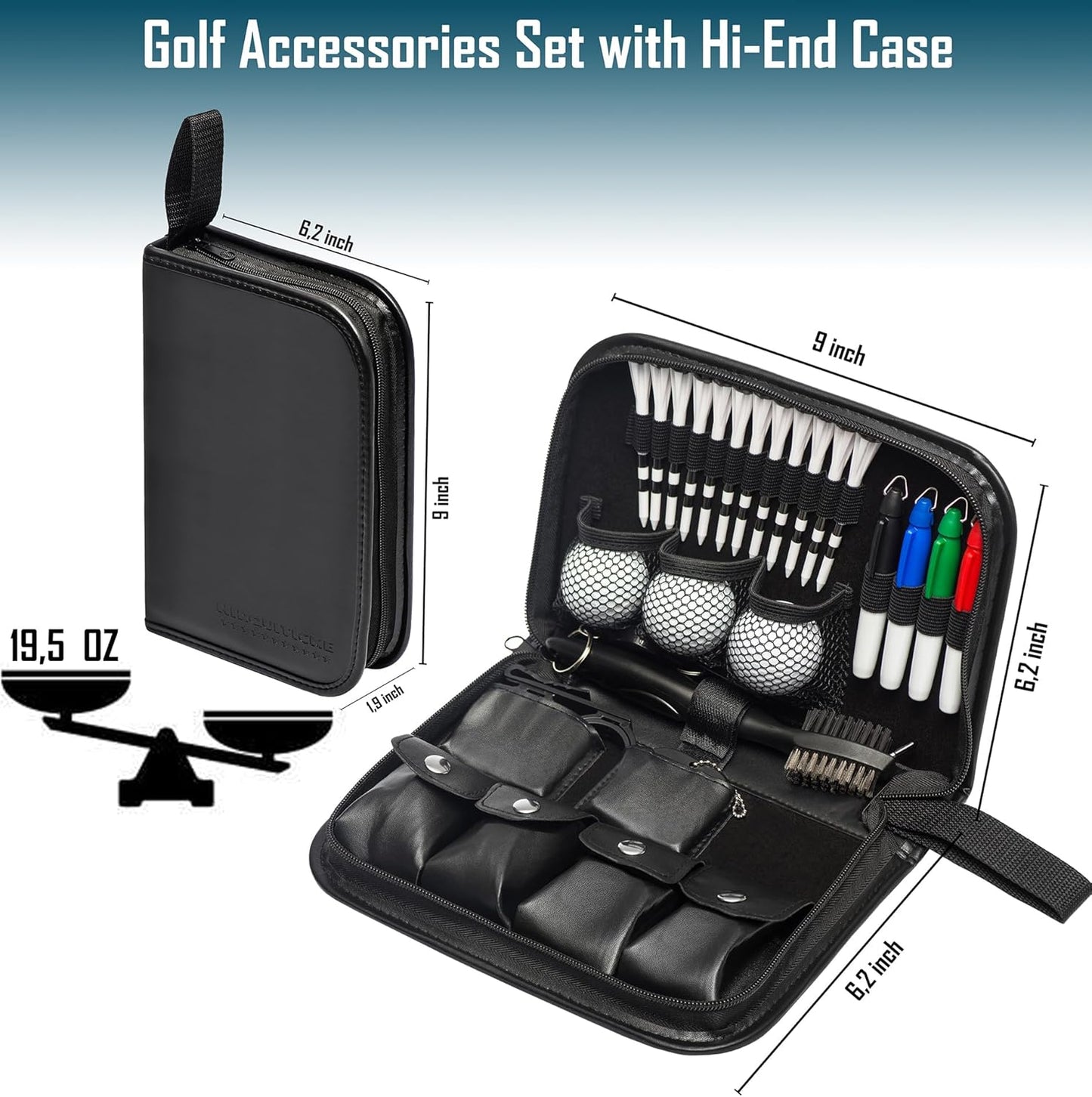 HIRQUITICKE Golf Gift Sets for Men & Women with Accessories Set & Case, Balls, Rangefinder, Tees, Brush, Multifunctional Divot Knife, Scorer, Ball Clamp