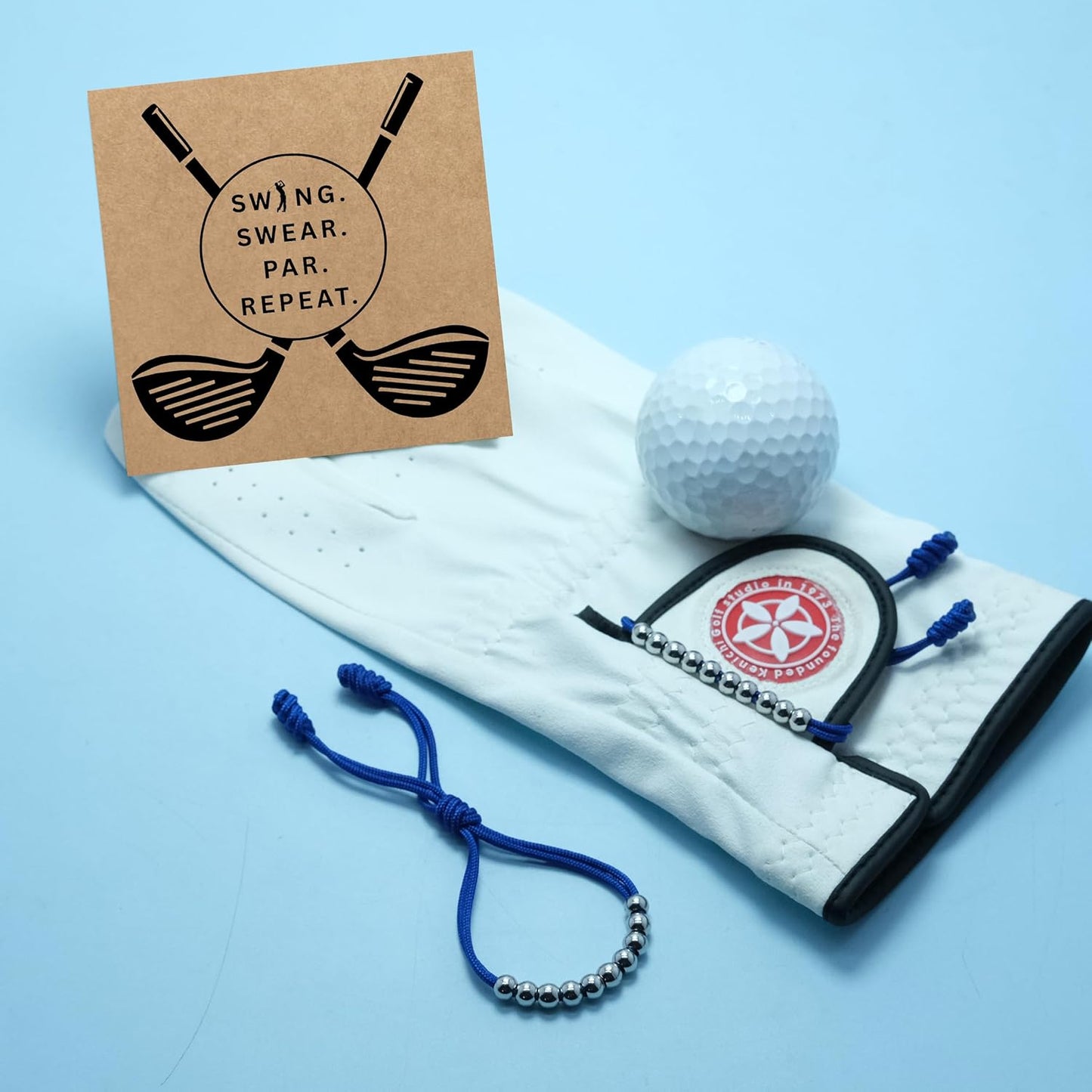 LAMIBEE Pack of 2 Golf Glove Bead Stroke Counter, 10 Stainless Steel Beads Score Counter for Gloves, Stroke Count Resizable Easy to Adjust Golf Round Scoring Tracker Accessory