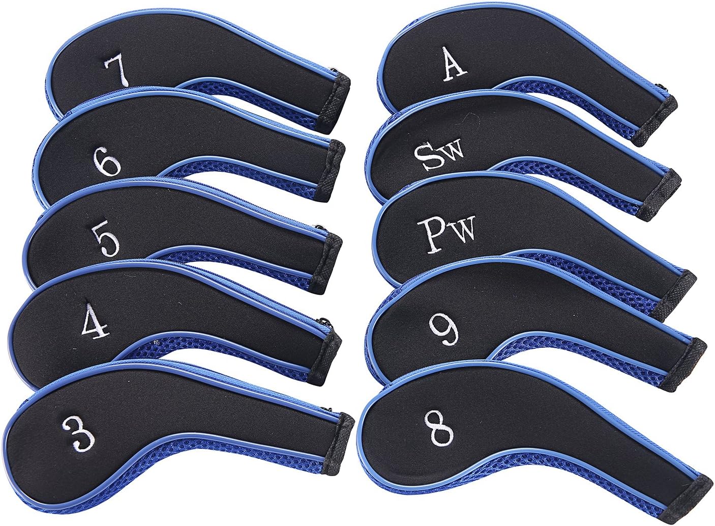 Sword &Shield sports Neoprene Zipper Golf Club Iron Head Covers Iron Covers 10pcs/Set