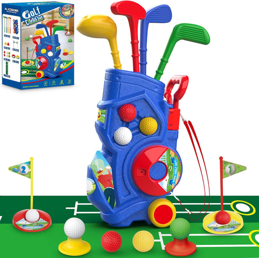 Letapapa Toddler Golf Set, Upgraded Kids Golf Clubs with Putting Mat, Toys for Boys 3 4 5+ Years Old, Indoor Outdoor Sports Golf Toys with 4 Clubs, 8 Balls, 2 Practice Holes, Shoulder Strap, 20 PCS