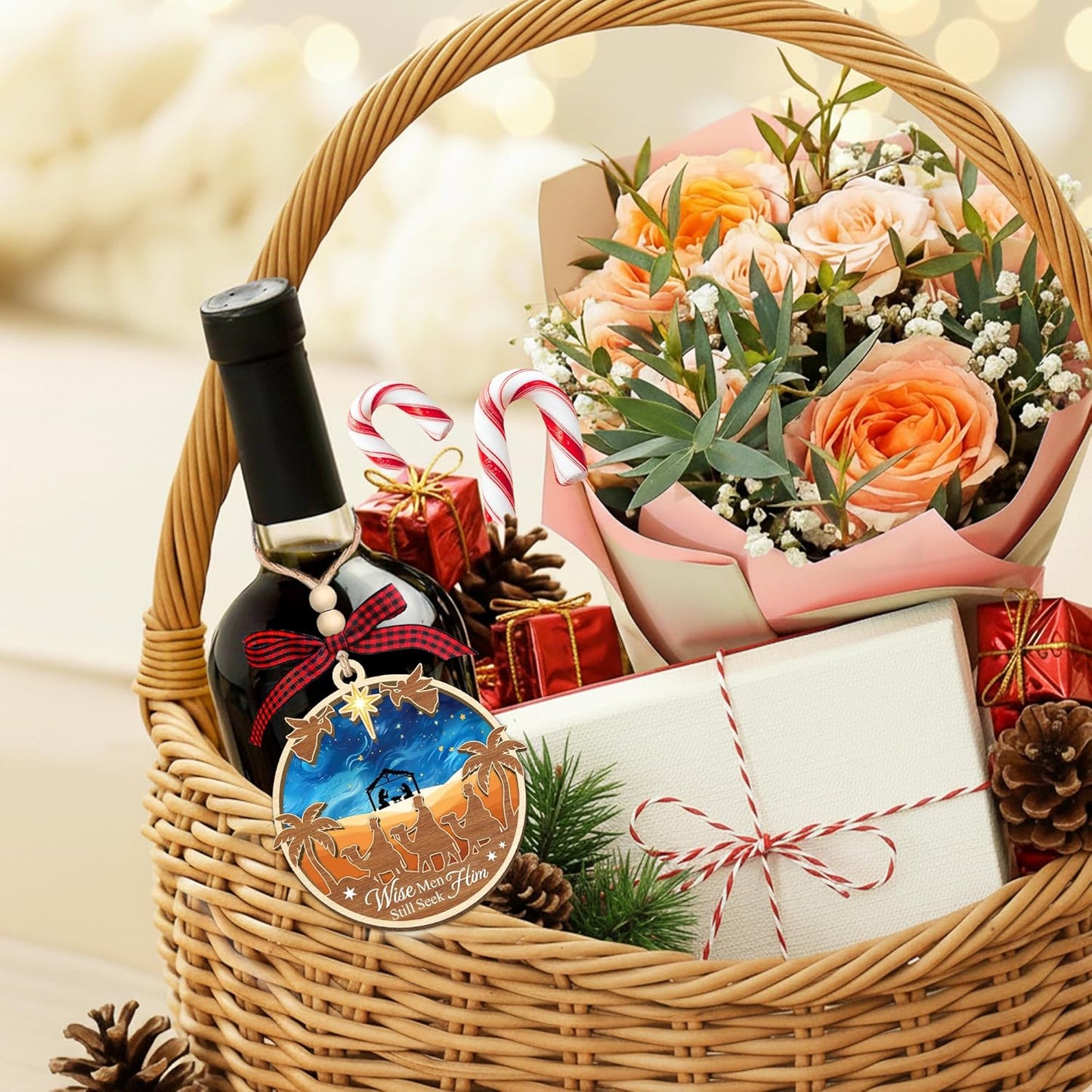 HEXMOZ Nativity Scene Christmas Ornaments - Catholic Religious Gifts for Women, Men - Christian Ornaments for Christmas Tree, Nativity Decorations Festive Faith Ideas - Xmas Holiday Ornaments 2025