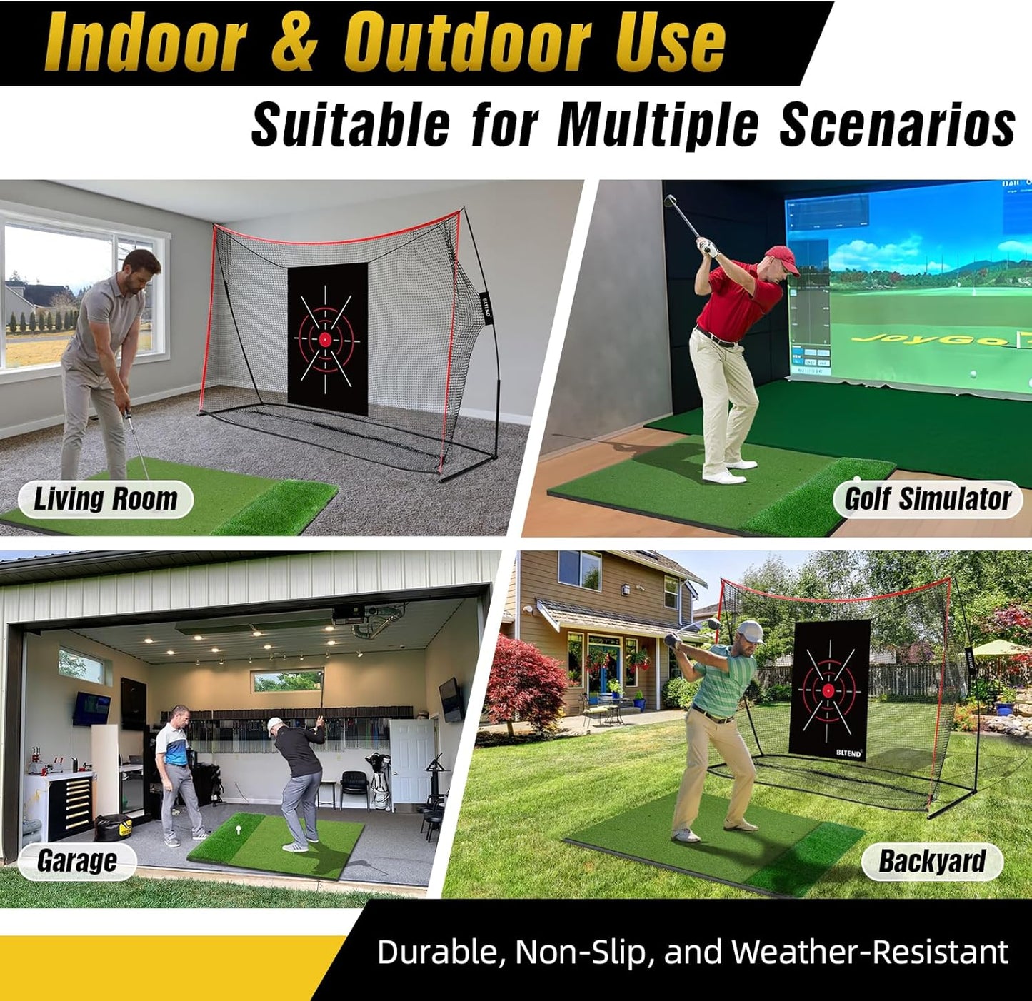 Dual-Turf Golf Mat 31mm: 6x4ft/5X5ft Extra Large Golf Hitting Mats Practice Outdoor Indoor, High-Density Artificial Turf Matt for Garage Simulator Chipping Driving Training, Ideal Gifts for Men Dad