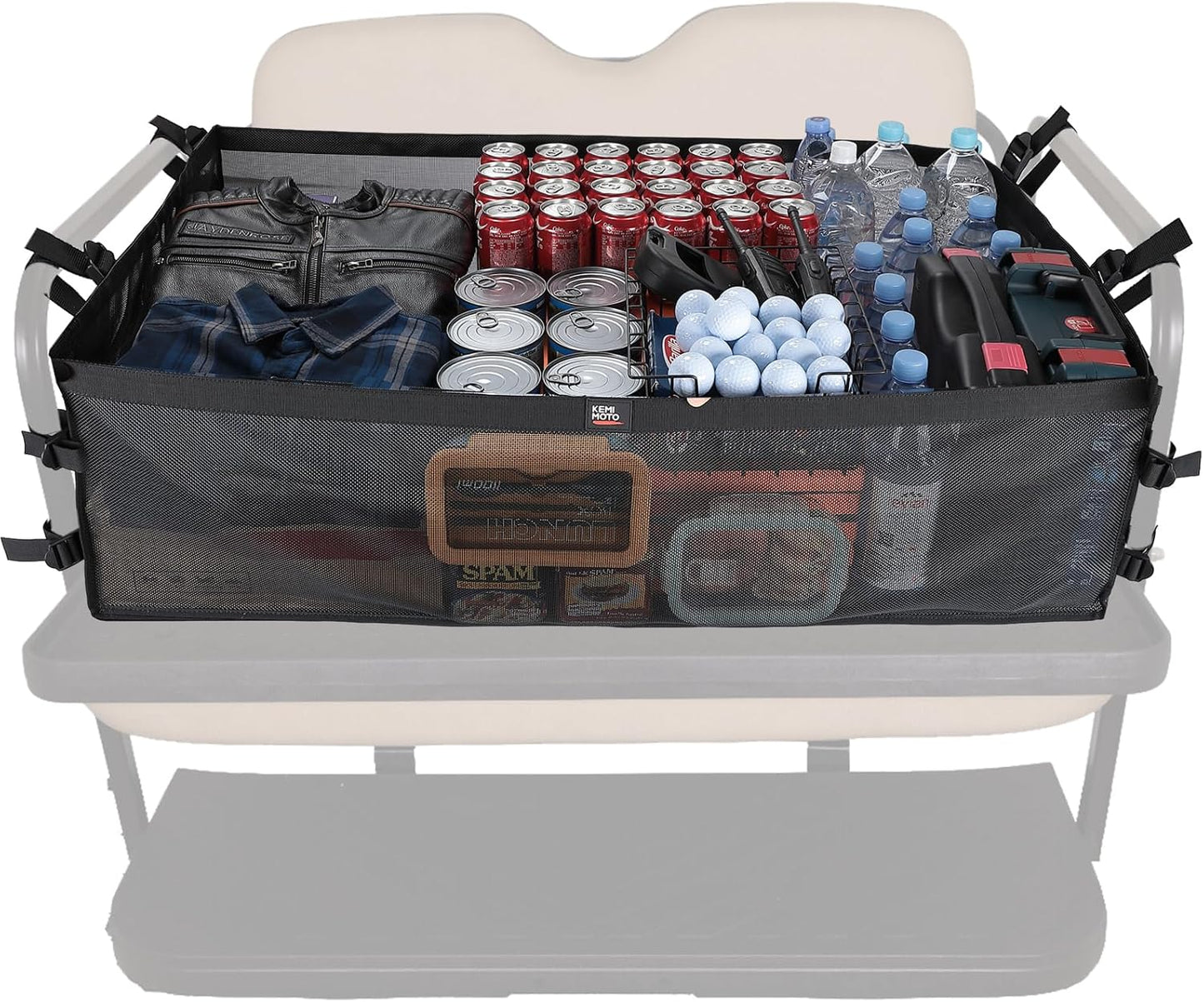 KEMIMOTO Universal 4-Passenger Golf Cart Cargo Net, Compatible with Club Car, EZGO, Drive Golf Carts, Black