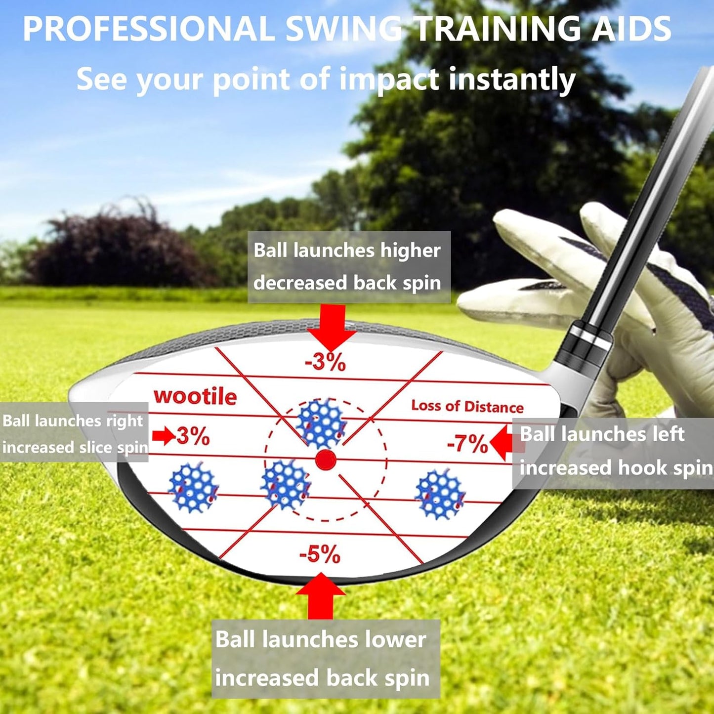 Golf Driver Impact Tape Labels 180Pcs Golf Impact Stickers Golf Clubs Labels for Swing Training Irons and Woods Iron Ball Hitting Recorder Standard Irons Woods Sticker,Training Aids for Swing Practice