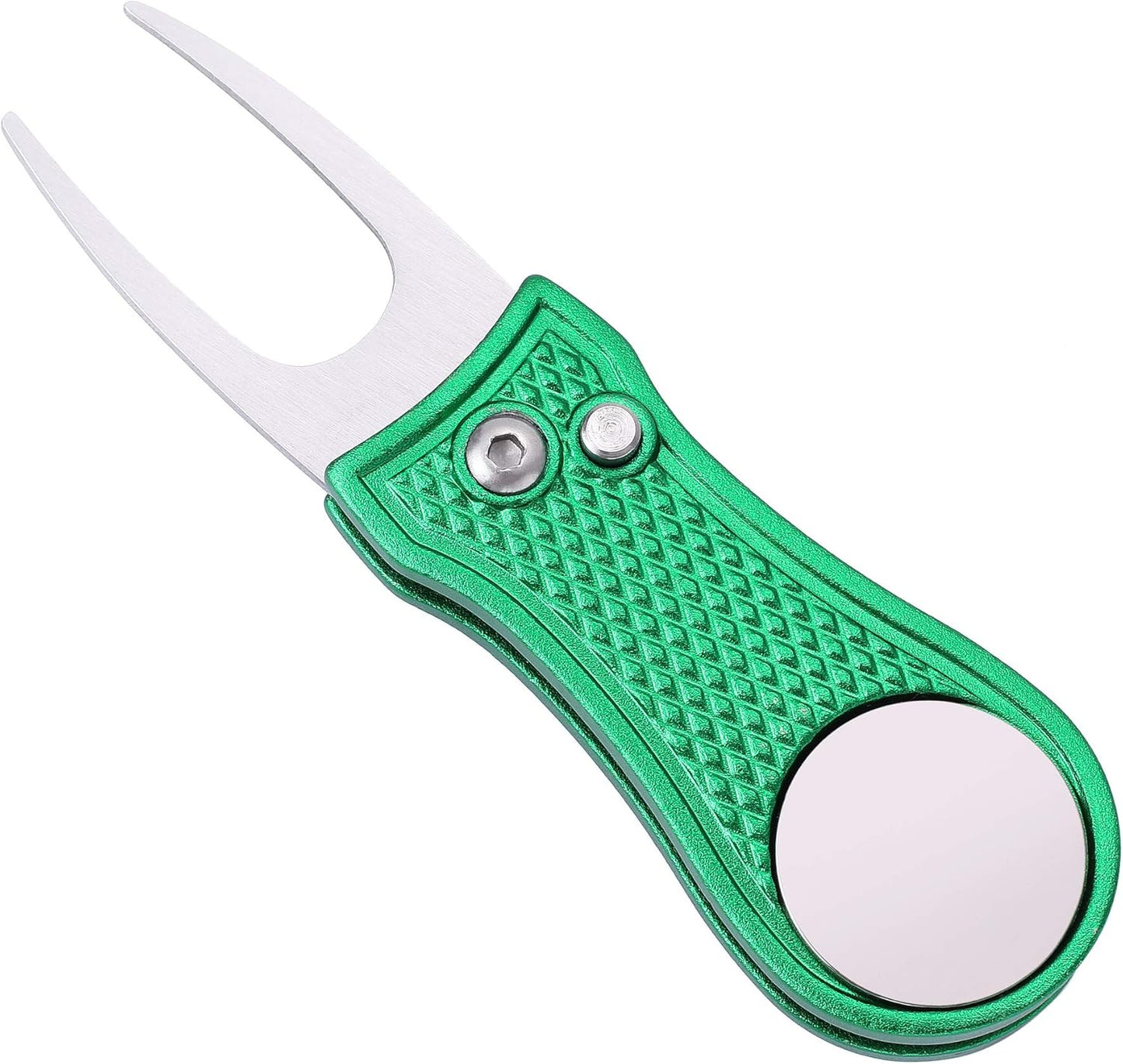 Mile High Life Golf Divot Repair Tool, All Metal Foldable Divot Tool with Pop-up Button & Magnetic Ball Marker