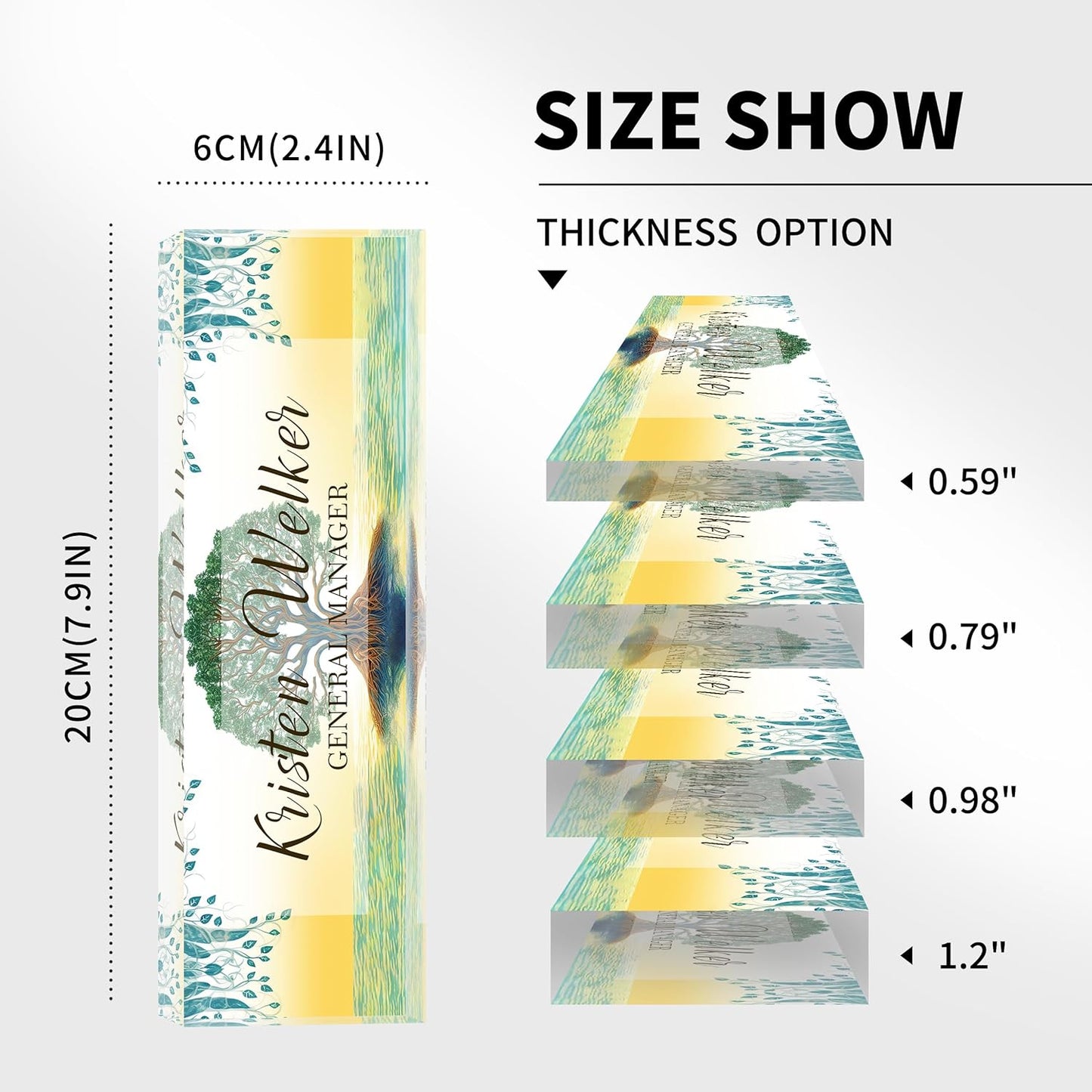 Personalized Acrylic Desk Name Plate Custom Employee Appreciation Gifts Office Gifts for Women, Men, Boss, Coworkers, Teacher, Nurse (Tree of Life)