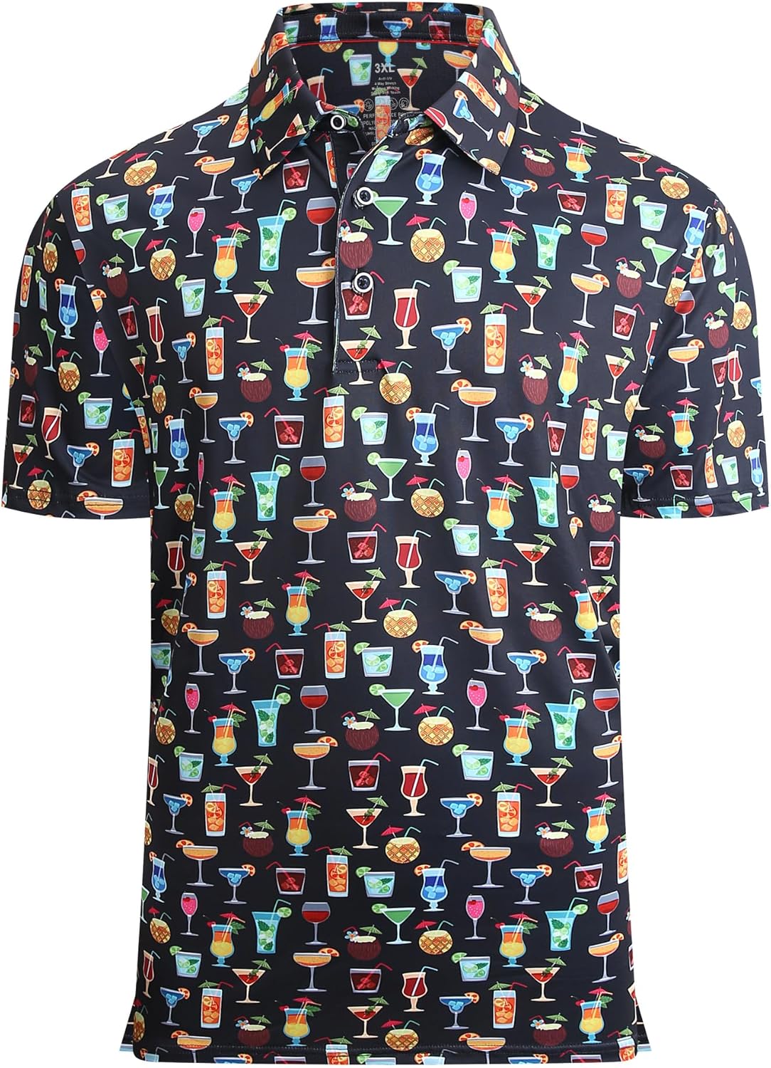 Alex Vando Mens Hawaiian Golf Shirt Moisture Wicking Digital Print Golf Shirts for Men