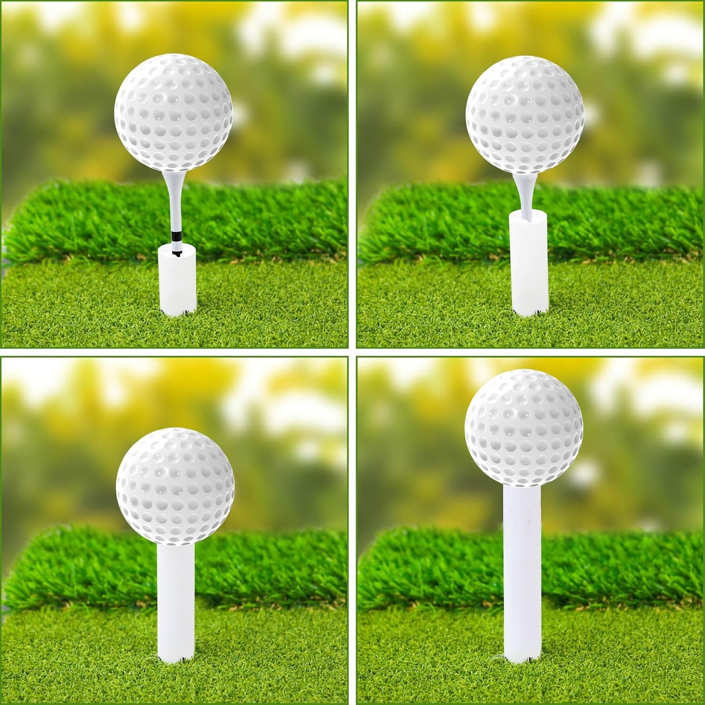 Premium Rubber Golf Tees for Mats Golf Tee Holder for Driving Range Simulator Hitting Mats and Outdoor Training 6 Sizes Rubber Tees & 6pcs 3-1/4 Tees (12 Pcs)