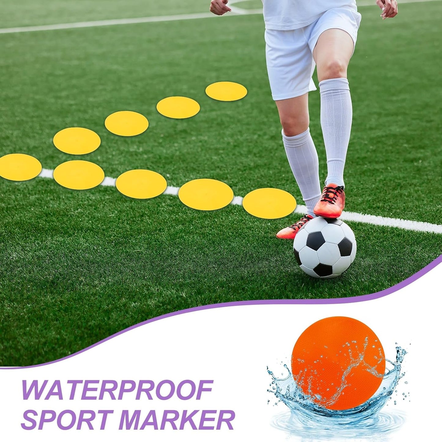 PATIKIL Spot Markers, Non-Slip Floor Dots Agility Markers Flat Field Cone Poly Dot