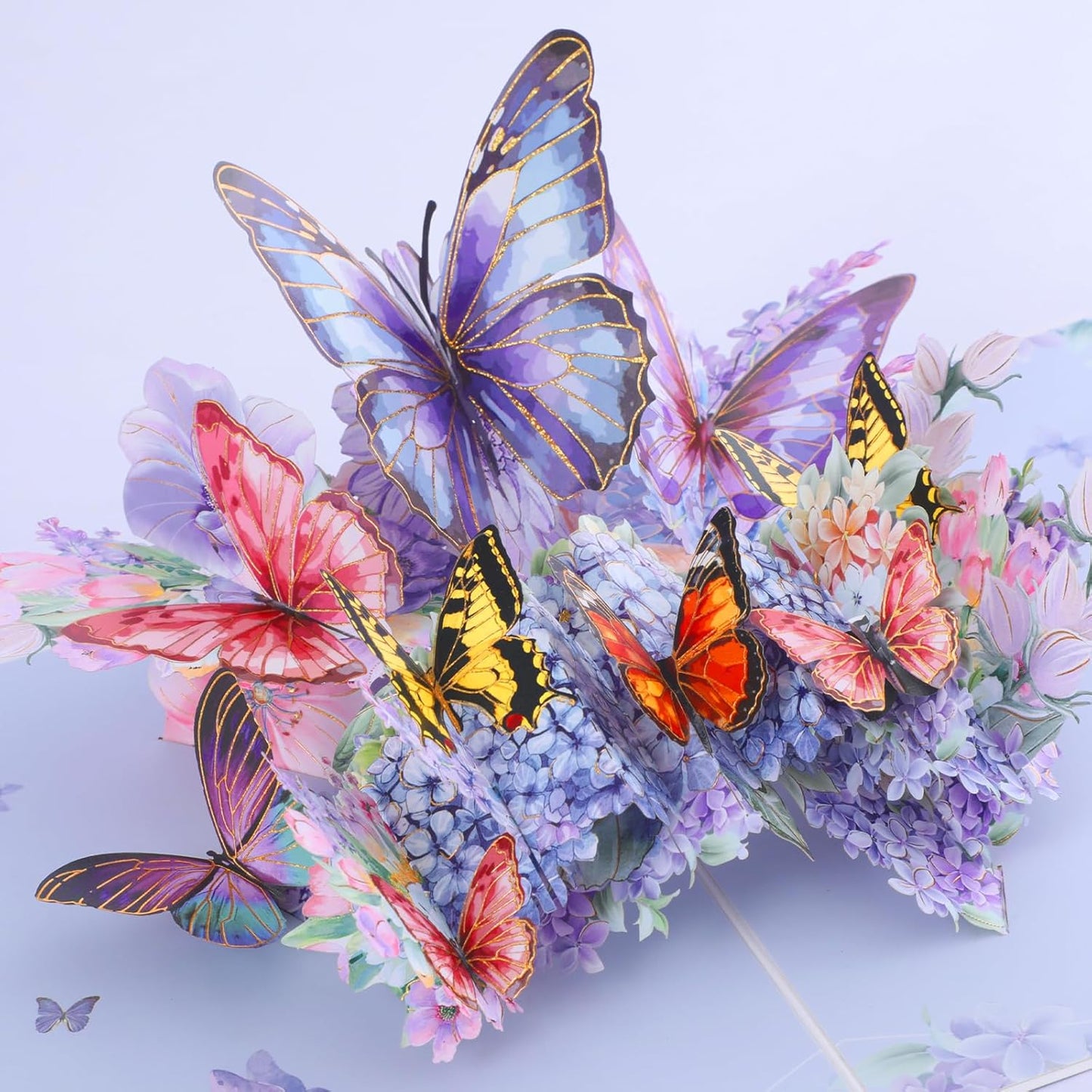 Elegant Blue Butterfly Dimensional Pop Up Birthday card. A beautiful gift for women who love butterflies for Mother's Day, Thanksgiving, Women's Day, Wedding Anniversary,with envelope.