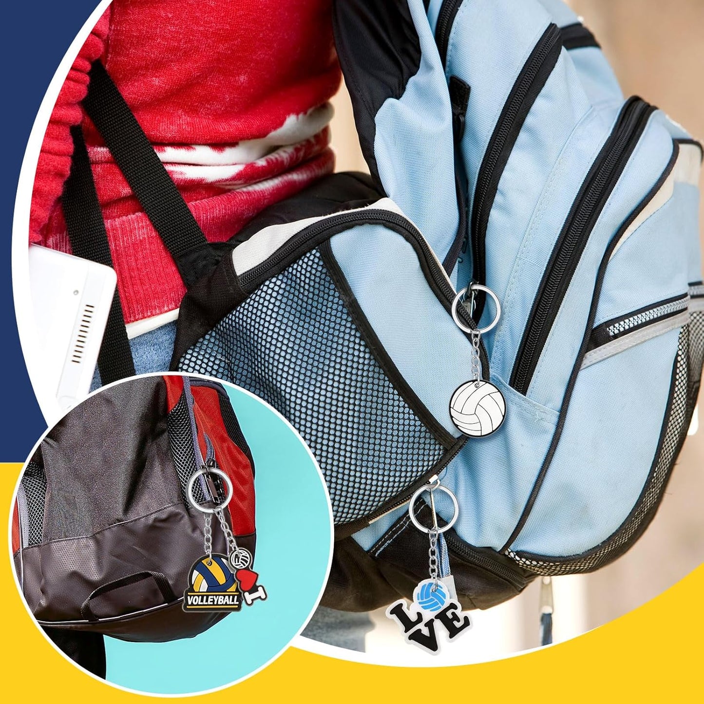 Batiyeer 36 Pack Volleyball Keychains Bulk Party Favors Sports Ball Key Chains Funny Keyring Gifts for Birthday Supplies