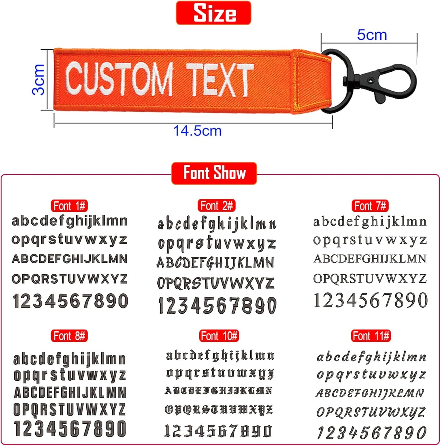 Custom Luggage Tags, Custom Personalized Luggage tag Name, Embroidery Key Ring Accessories for Car, Luggage, Crate,Gear