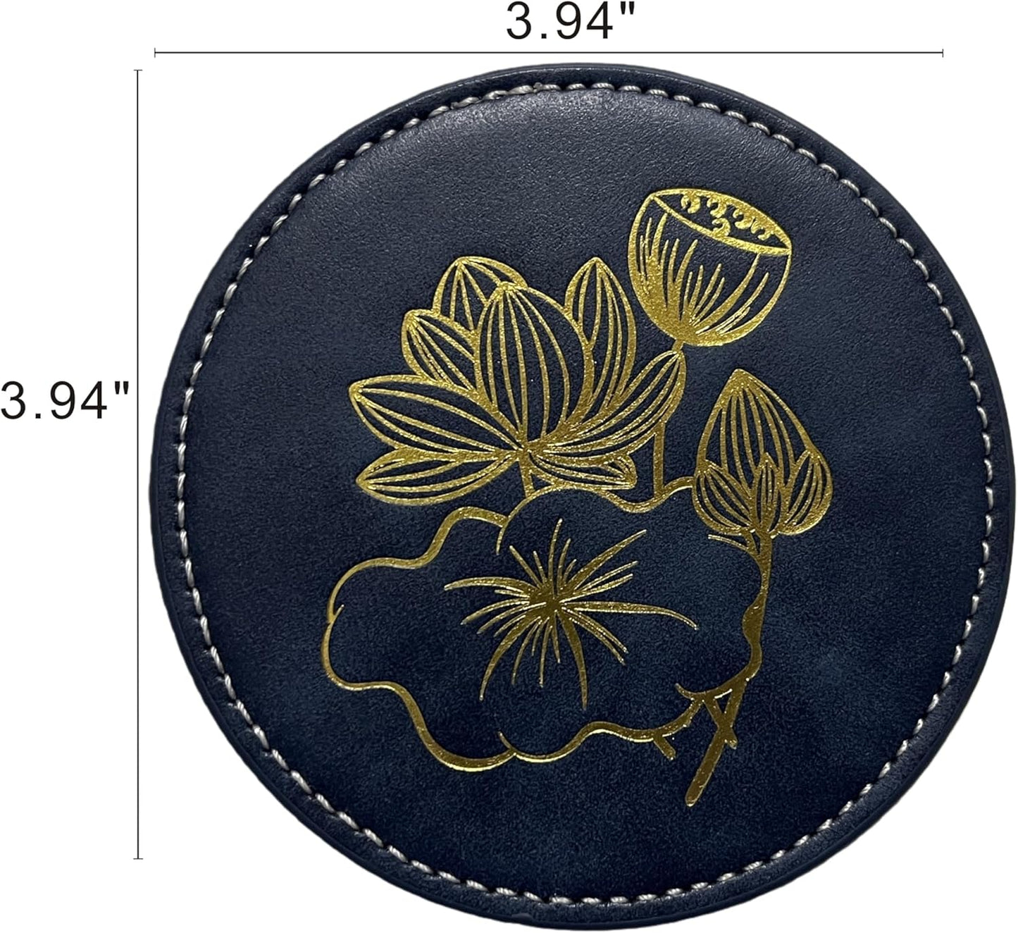 Custom Vintage Coasters Set of 6, Leather Coasters with Holder, Coaster for Office Desk, Non-Slip, Non-Stick, Easy Clean, for Housewarming Gifts, Home Decor, Wooden Table, Coffee Table, Bar (Blue)