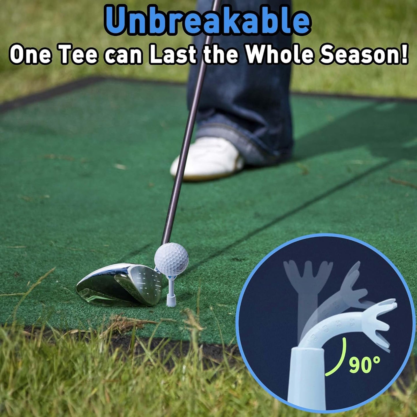 Adjustable Golf Tees - Essential Accessories for Men, Unbreakable & Durable - No Need to Repeatedly Pick Up (3 Pack White)