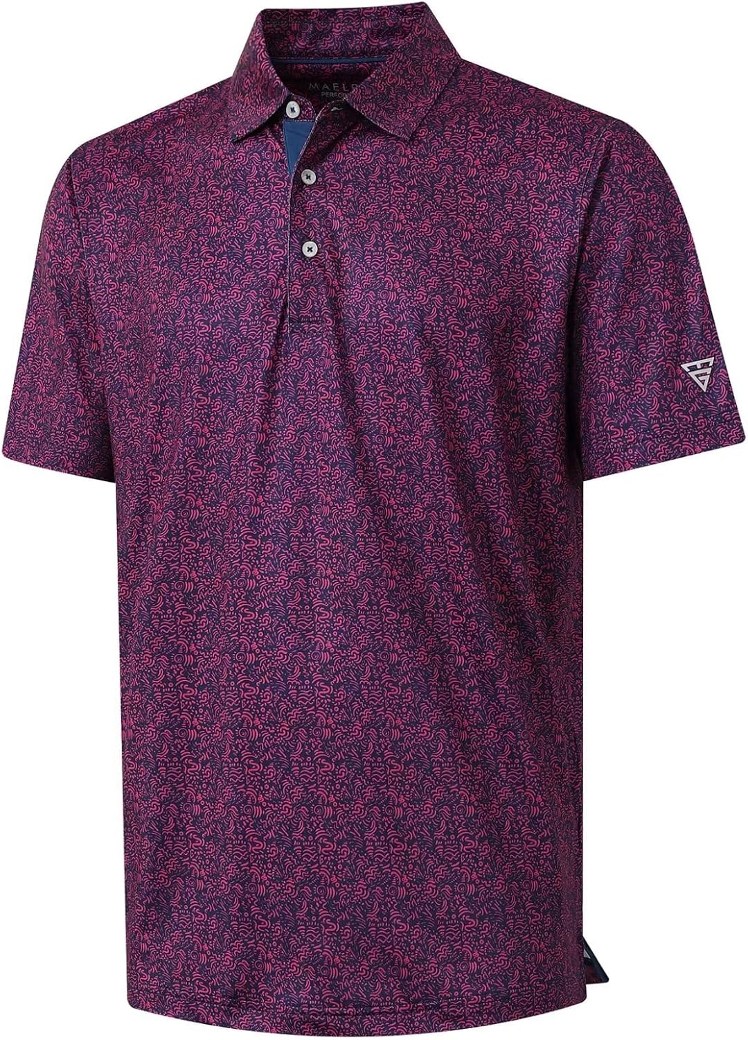 M MAELREG Mens Golf Shirt Short Sleeve Dry Fit Print Moisture Wicking Performance Patterns Collared Polo Shirt