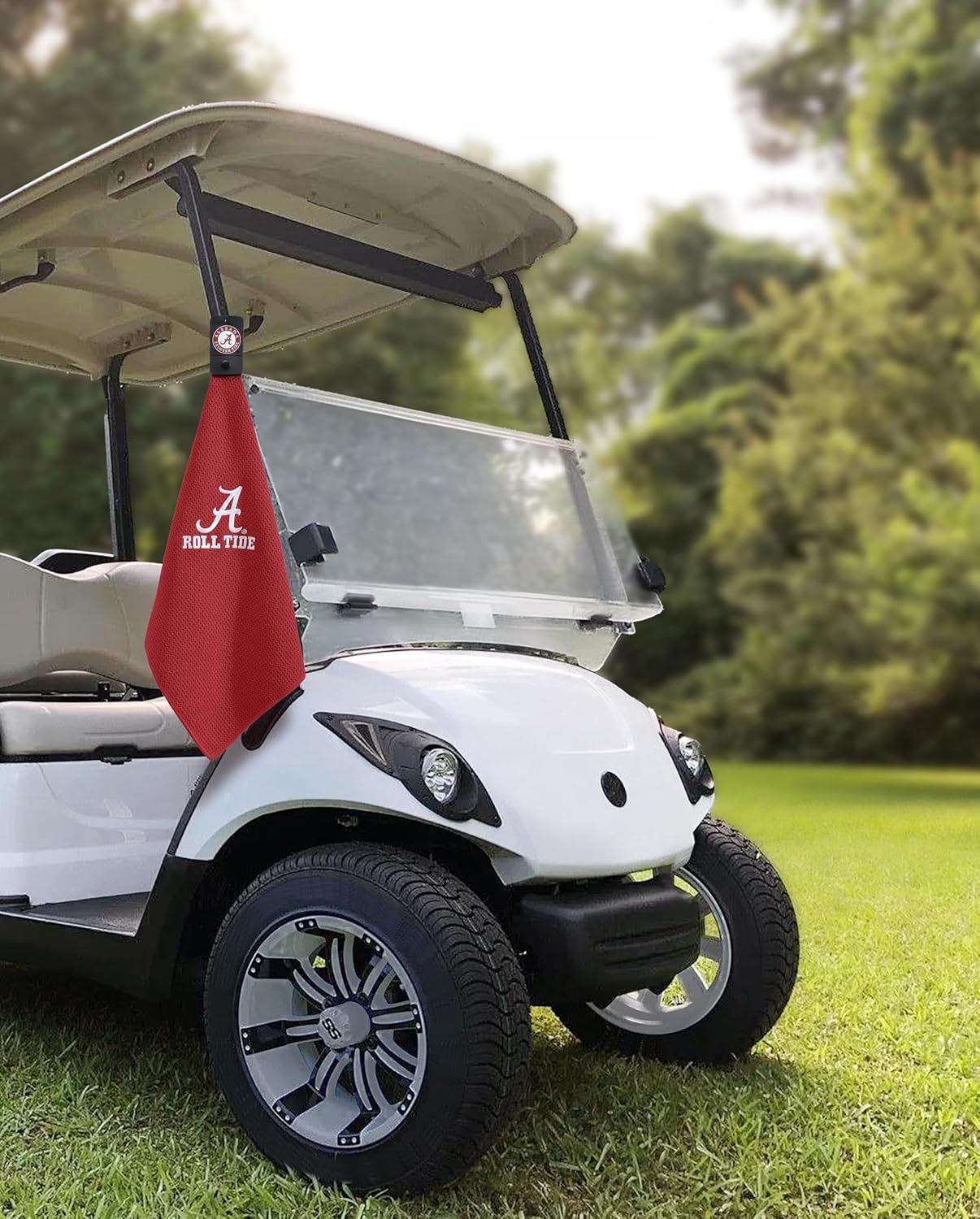 Magnetic Golf Towels for Golf Bags with Clip & Ultra Strong Magnet - Waffle Weave Microfiber Towel for Secure Hold on Bags & Carts - Ideal Club Cleaner & Accessories - Crimson Red