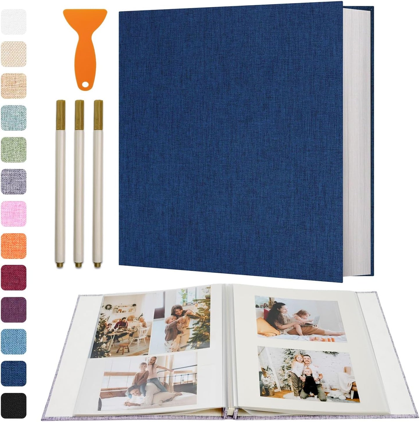 Vienrose Photo Album Self Adhesive 4x6 5x7 3x5 8x10 Scrapbook Album DIY Scrap Book with Metallic Pen 120 Pages