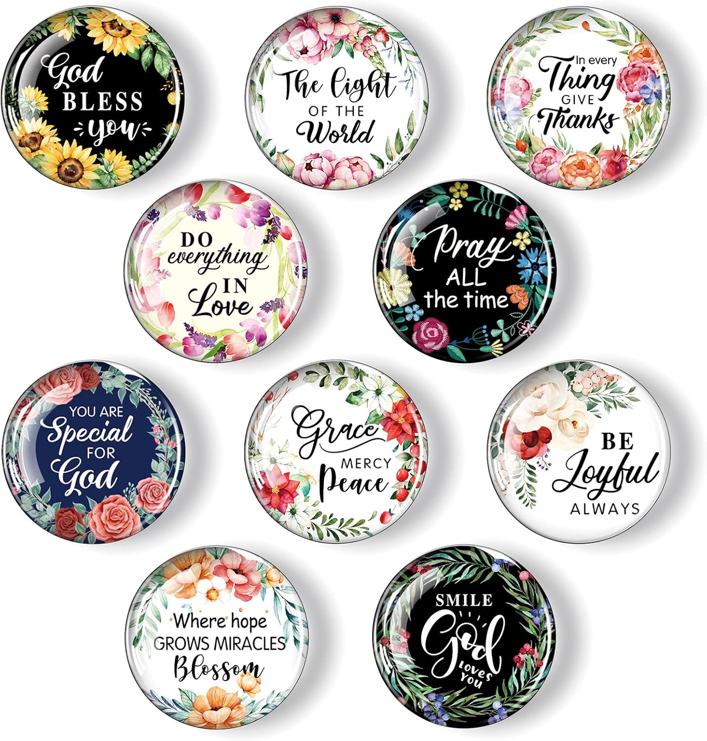 Weewooday 10 Pcs Inspirational Magnets for Refrigerator Fridge Decor Accessories Motivational Glass Quote Fun Magnet for Cabinet Whiteboard Kitchen Office Christmas Gifts(Inspirational Pattern)