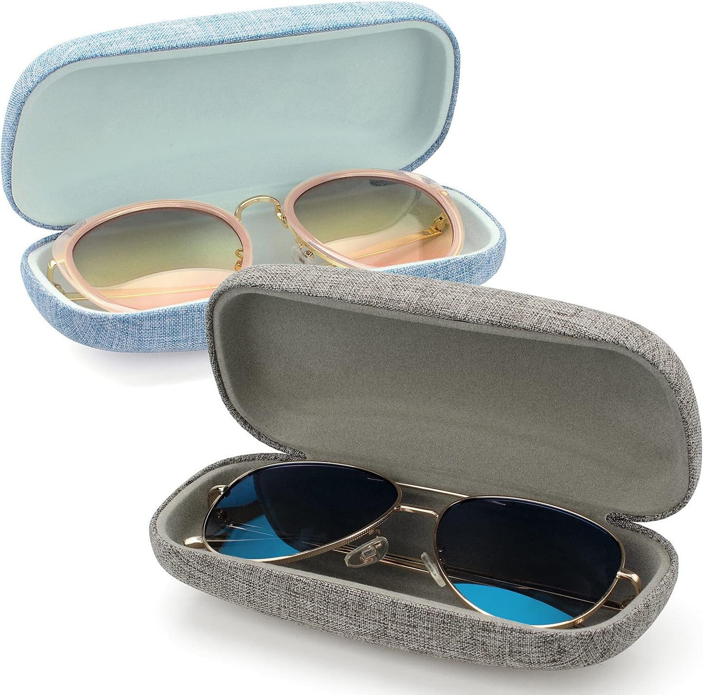 Vemiss Hard Shell Eyeglasses Cases, Linen Fabrics Protector Sunglasses Case, Large Glasses Case