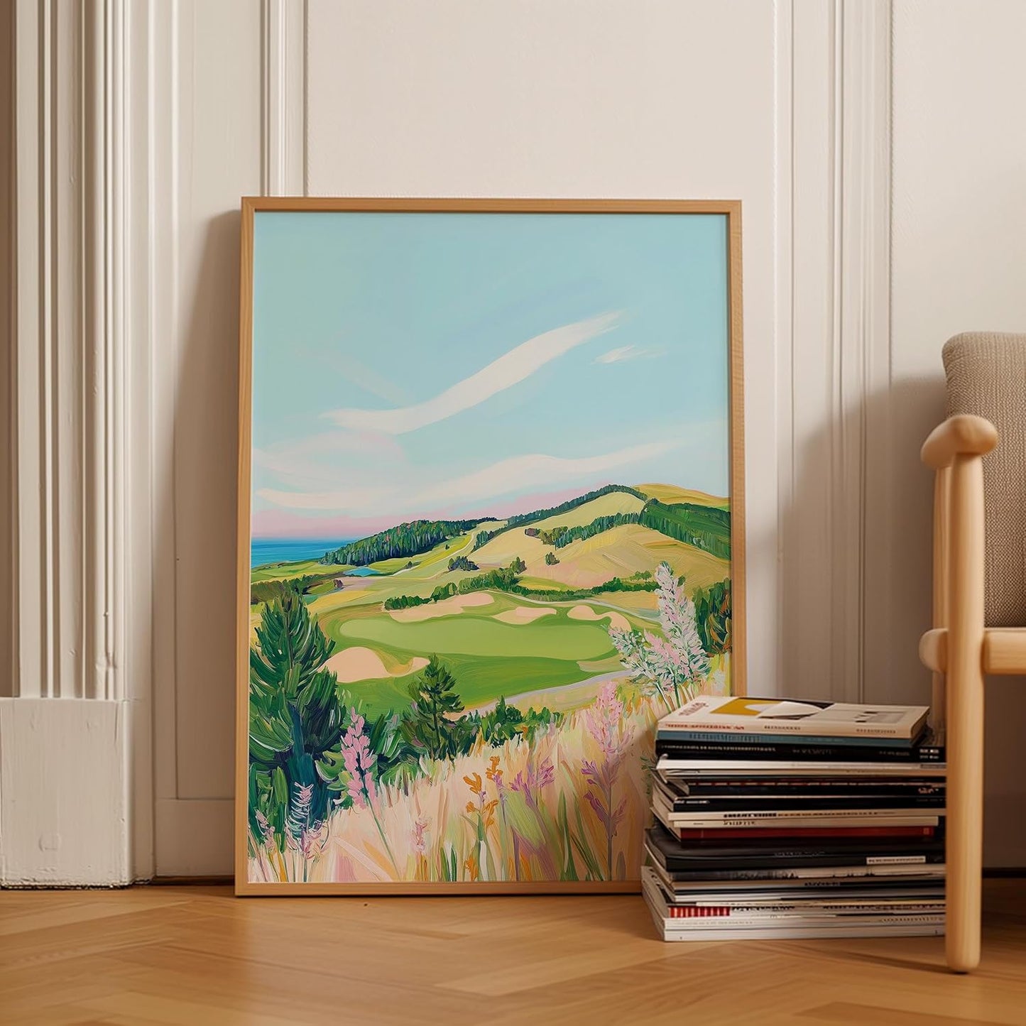 Golf Course Floral Pastel Art Print Posters - Premium Giclee Fine Art Prints - Golf Course Home Decor Posters, Golfer Art Prints for Home and Office Decor - Vintage Aesthetic, Ready to Frame