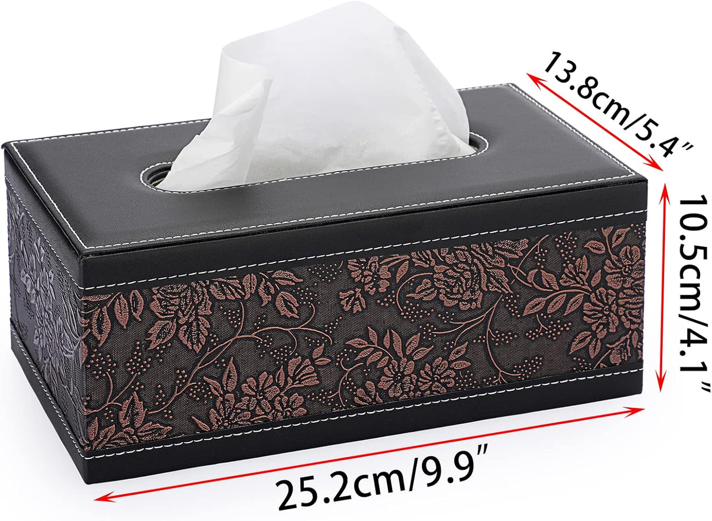 Sumnacon Tissue Box Cover Rectangule Leather Tissue Box with Magnetic Bottom,Stylish PU Tissue Box Holder for Bathroom Toilet Bedroom Living Room Desk Table Office Car
