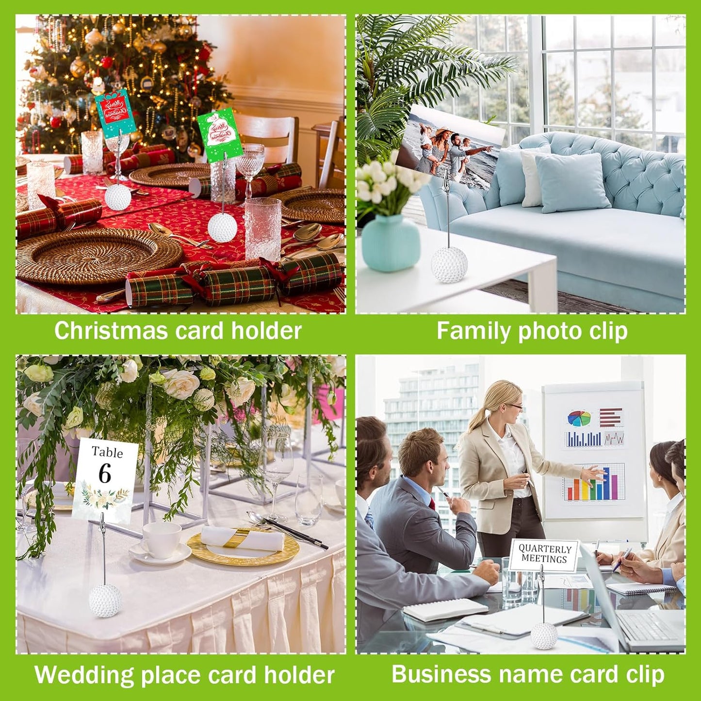 Jetec 12 Pcs Resin Sports Ball Base Memo Clips with Alligator Wire Table Number Card Place Holders Photo Stand for Office Menu Wedding Party Events Decoration(Golf)