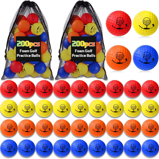 Mudder 200 Pcs Foam Golf Practice Balls Bulk, Soft Foam Ball, Realistic Feel Elastic, Limited Fly Practice for Golf Indoor or Outdoor Training, with 2 Nylon Drawstring Bag