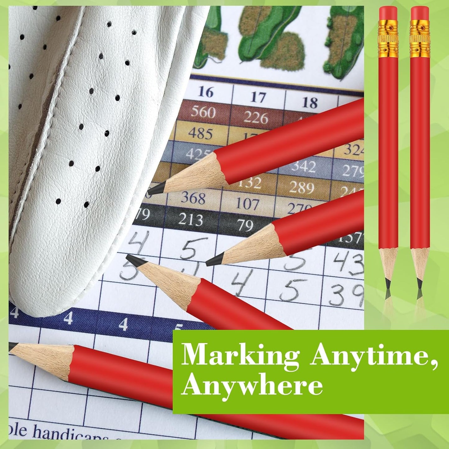 50 Pcs 4 Inch Mini Golf Pencils with Erasers Bulk Pack of Wooden Pencils for Parties Weddings School and Offices (Red)