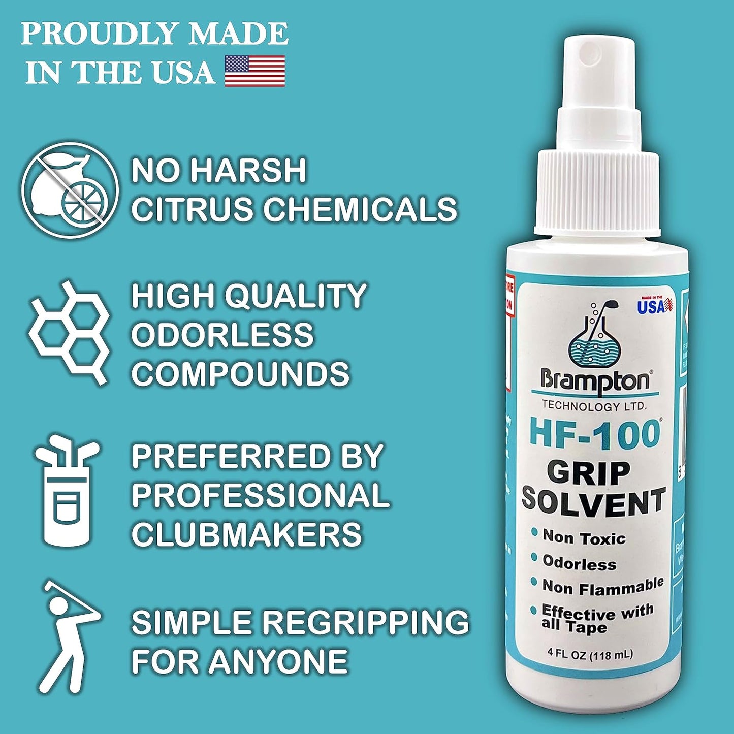 Brampton Complete Golf Grip Kit for Golf Club Regripping (2"x9" Golf Grip Tape Strips) - Makes Golf Grip Repair Safe and Easy - Non-Toxic, Non-Flammable, and Odorless Golf Grip Solvent