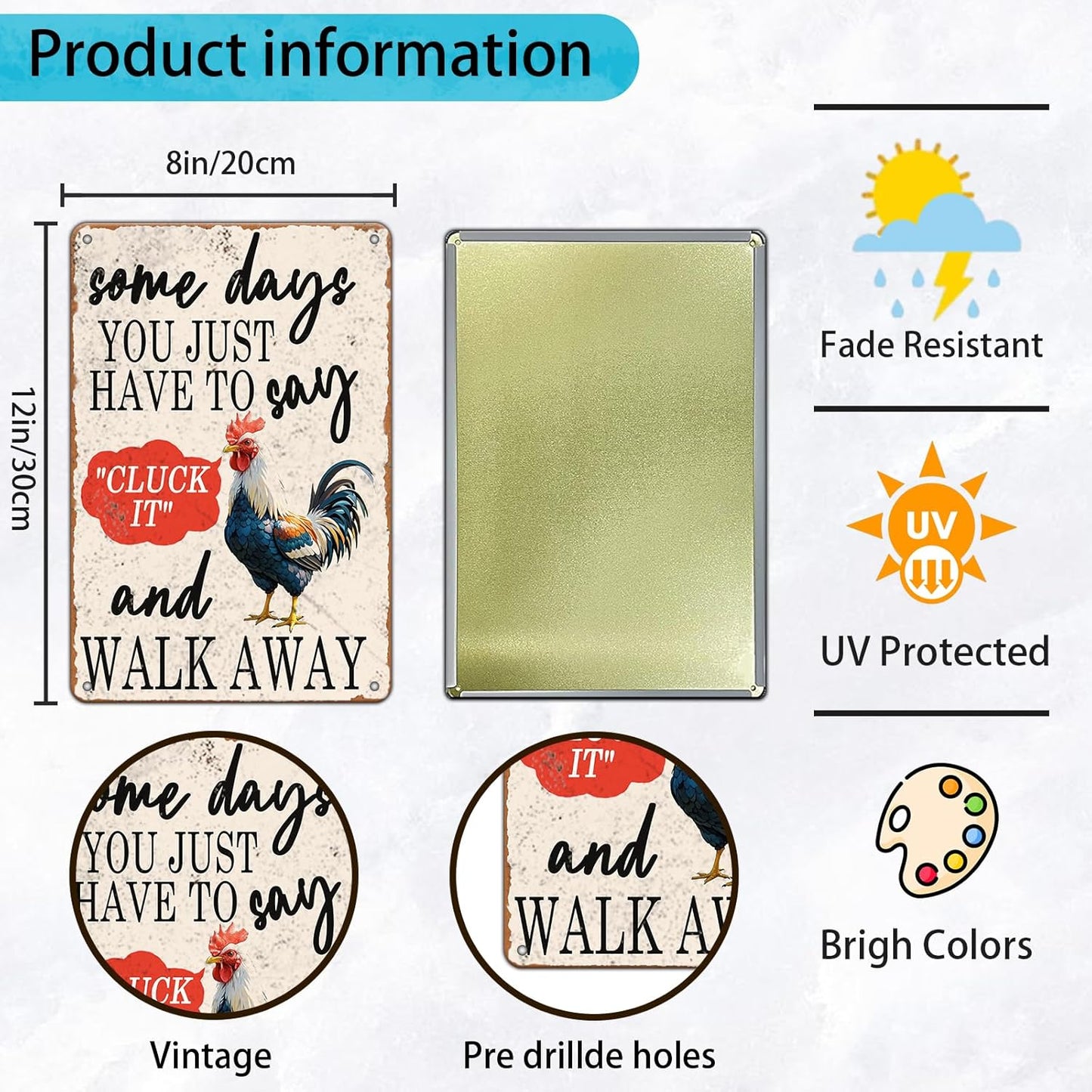 Chicken Rules Metal Tin Sign Chicken Coop Rules Iron Sign Home Decor Garage Bar Restaurant Wall Decor 12x8 Inch Funny Farm Plaque