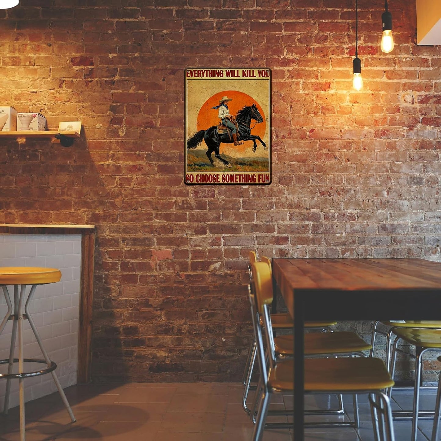 Funny Western Cowboy Metal Tin Sign 12x16 Inch Everything Will Kill You So Choose Something Vintage Western Cowboy Tin Sign Home Kitchen Garden Restaurant Man Cave Wall Decor