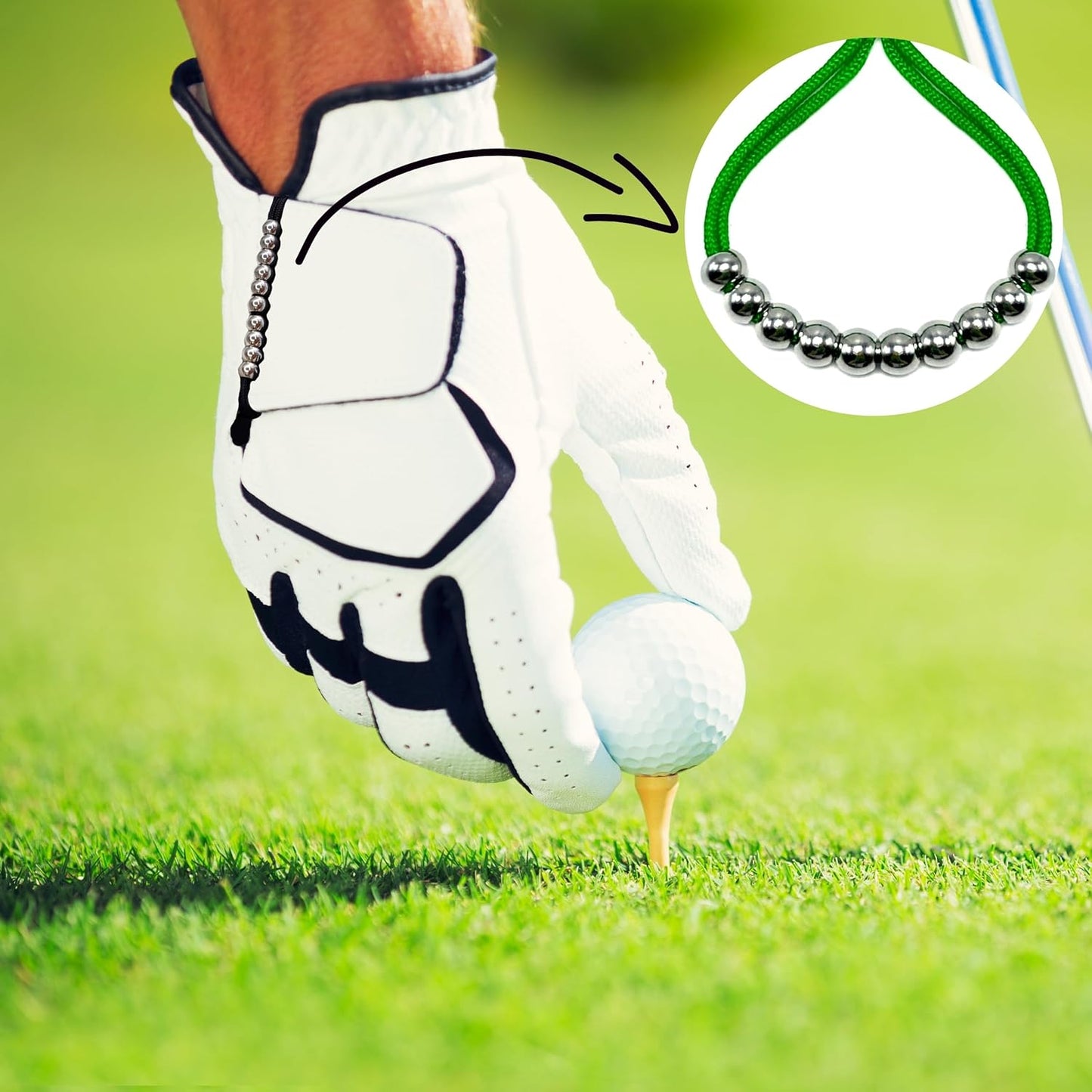 LAMIBEE Pack of 2 Golf Glove Bead Stroke Counter, 10 Stainless Steel Beads Score Counter for Gloves, Stroke Count Resizable Easy to Adjust Golf Round Scoring Tracker Accessory