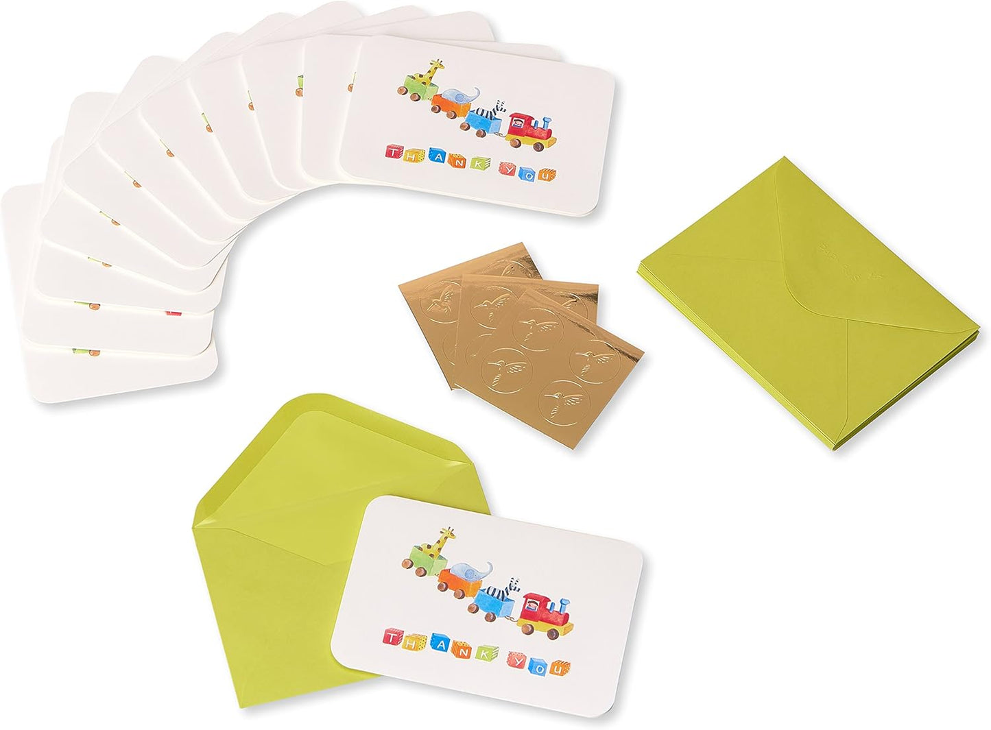 Papyrus Baby Thank You Cards with Envelopes, Toy Train (12-Count)