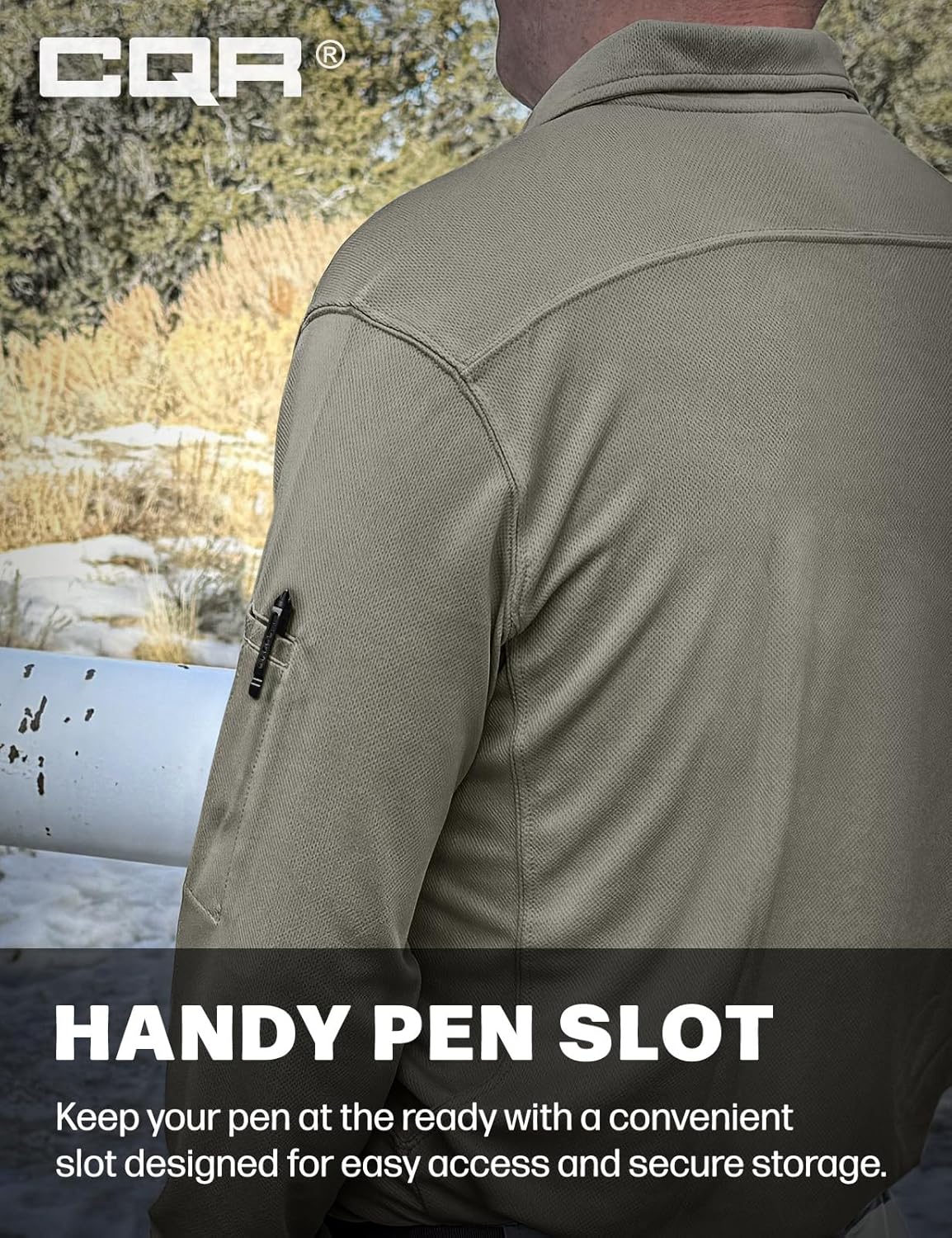 CQR Men's Polo Shirt, Long Sleeve Tactical Shirts, Outdoor UPF 50+ Pique Shirt, Dry Fit Lightweight Golf Shirts