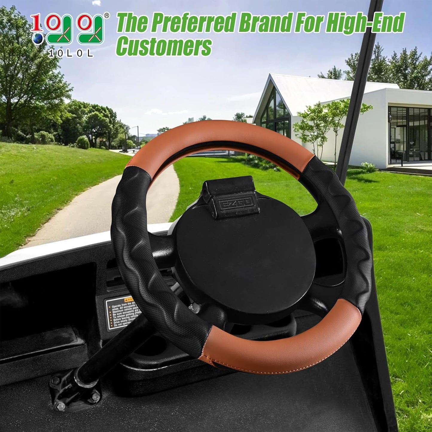 10L0L 13 Inch Golf Cart Steering Wheel Covers for EZGO TXT&RXV, Upgraded Microfiber Anti-Slip Steering Wheel Cover with Pu Leather