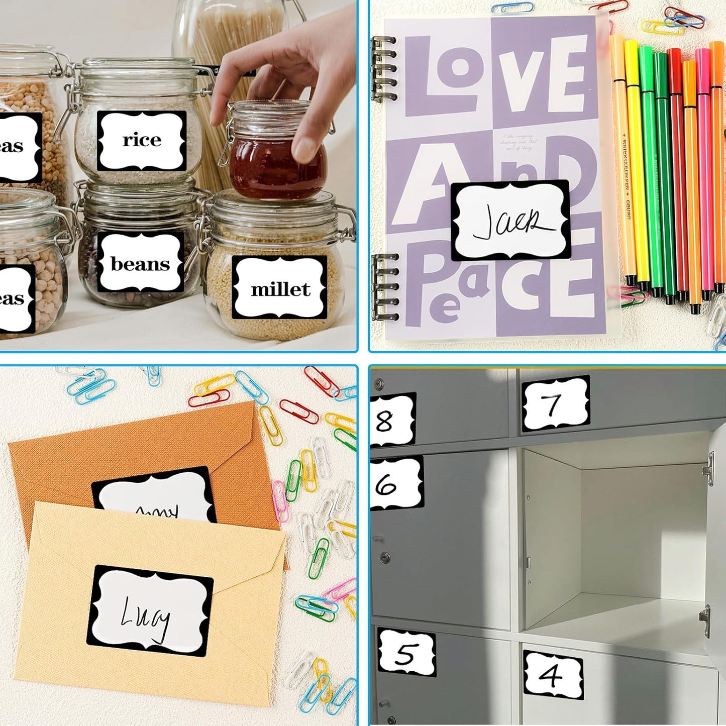 Black Name Tags,2"x 3" Name Tag Stickers with Black Border 200 Pcs Adhesive Name Tags Sticker Name Badges Labels for Christmas, School, Office, Home, Party, Conferences