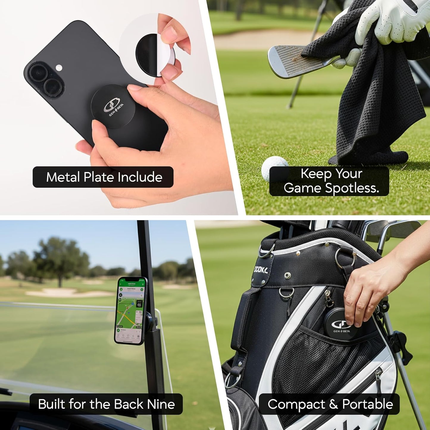 Golf Cart Phone Holder with Golf Towel Included - Golfing Accessories for Men the best Gifts for Golfers, Towel with Clip, Phone Magnet Mount, Club Car Accessories for EZGO, Yamaha, Evolution Club Car